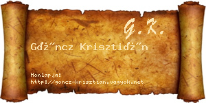 Göncz Krisztián névjegykártya